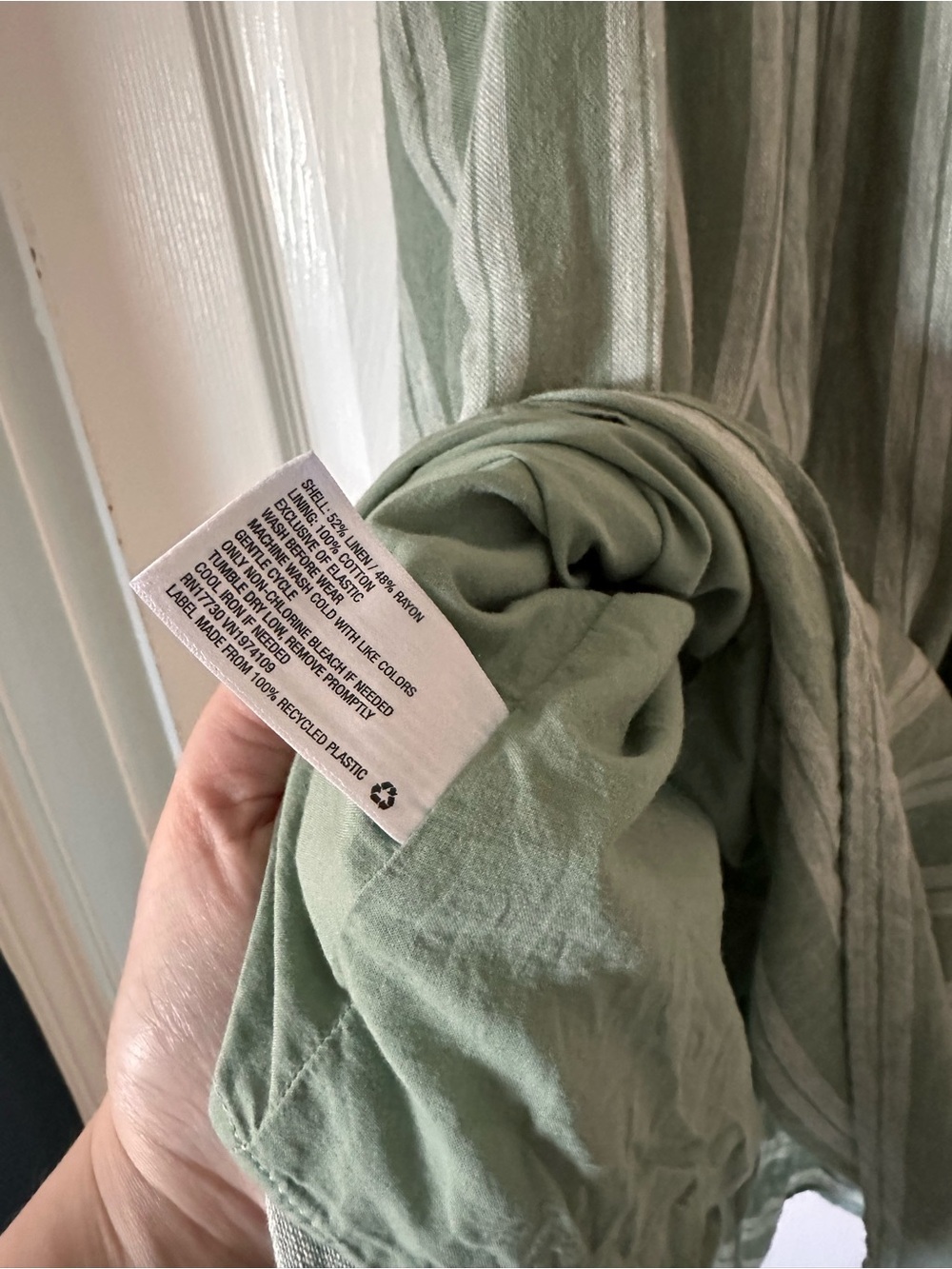 Striped Button-Front Sundress in Sage Green - Picture 5 of 5